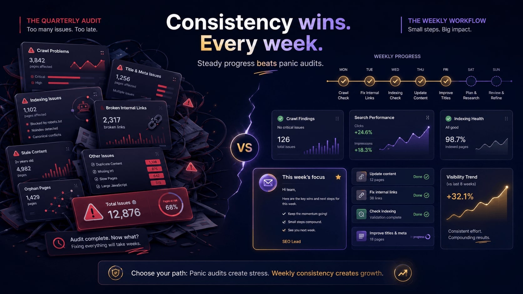 SEO progress comes from weekly execution